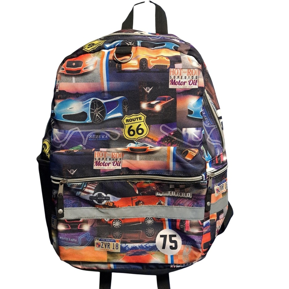 HAUL Car Backpack Route 66 Hot-Rod Motor Oil Motorsport Travel Bag Multi Pockets